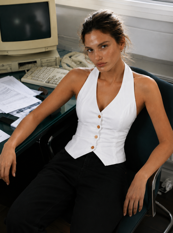 White Halterneck Waist-Coat